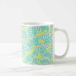 Taza De Café Patrón floral amarillo pálido