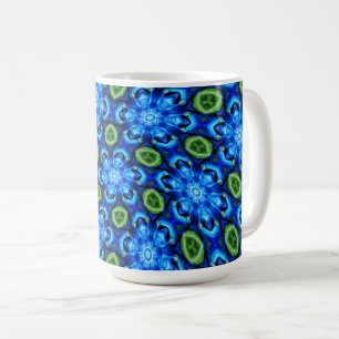 Taza De Café Patrón floral azul abstracto