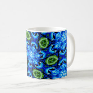Taza De Café Patrón floral azul abstracto