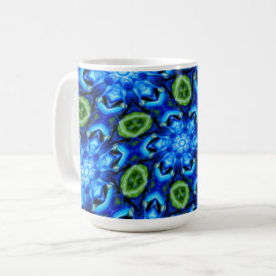Taza De Café Patrón floral azul abstracto