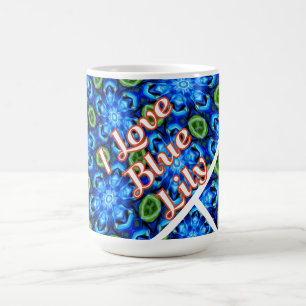Taza De Café Patrón floral azul abstracto