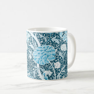 Taza De Café Patrón floral azul de William Morris Pre-Rafaelita