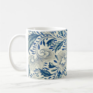 Taza De Café Patrón floral azul Diseño antiguo asiático
