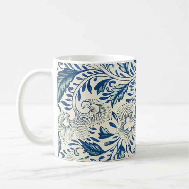 Taza De Café Patrón floral azul Diseño antiguo asiático (Izquierda)