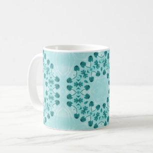 Taza De Café Patrón floral, azul Verde azulado