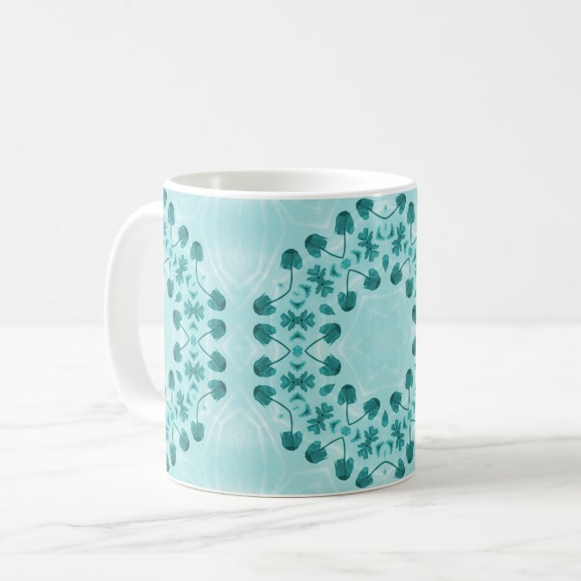 Taza De Café Patrón floral, azul Verde azulado (Anverso izquierdo)
