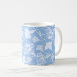Taza De Café Patrón floral azul y blanco