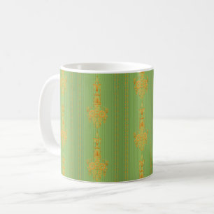Taza De Café Patrón floral barroco con borde