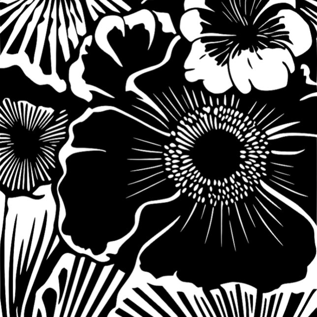 Taza De Café Patrón Floral Blanco Negro Estética Botánica Audaz (Subido por el creador)
