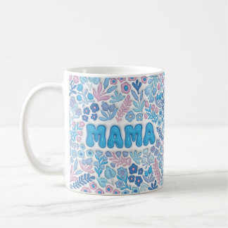 Taza De Café Patrón floral boho Blue Mama Día de la Madre
