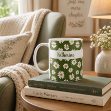 Patrón floral Boho Daisy Verde