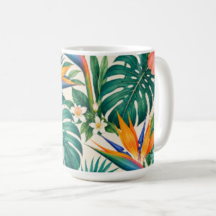 Taza De Café Patrón floral botánico paraíso tropical