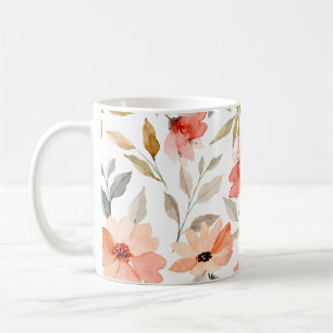 Taza De Café Patrón floral botánico rosa