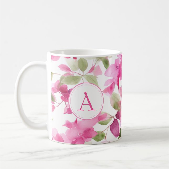 Taza De Café Patrón floral Bougainvillea Alphabet Café (Izquierda)