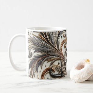 Taza De Café Patrón floral brillante con piedra gemela