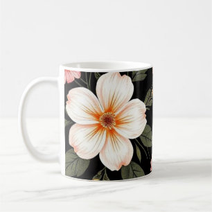 Taza De Café Patrón floral brillante sobre negro