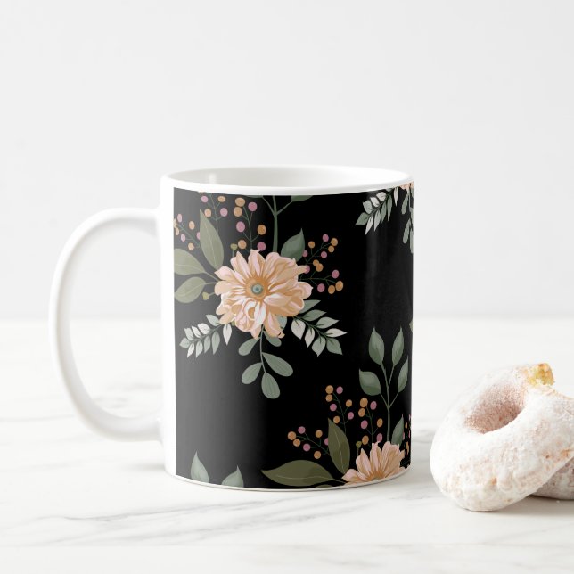 Taza De Café Patrón floral Café Mug (Con donut)