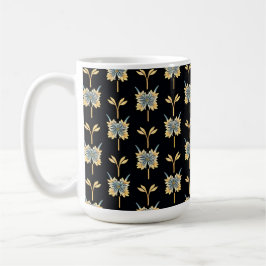 Taza De Café Patrón floral con flores amarillas