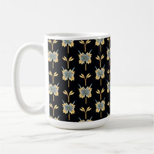 Taza De Café Patrón floral con flores amarillas