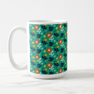 Taza De Café Patrón floral con fondo verde