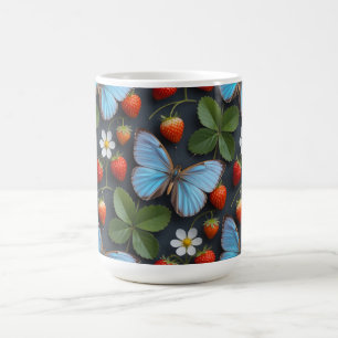 Taza De Café Patrón floral con mariposas Morpho azules