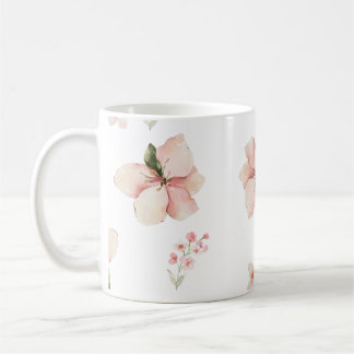 Taza De Café Patrón floral continuo de acuarela suave