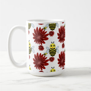 Taza De Café Patrón floral de abejas