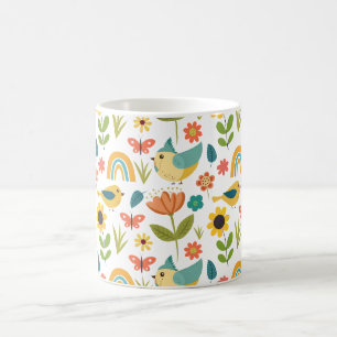 Taza De Café Patrón floral de acuarela de primavera