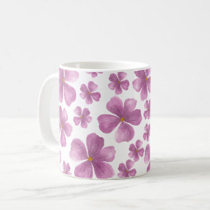 Taza De Café Patrón floral de acuarela púrpura
