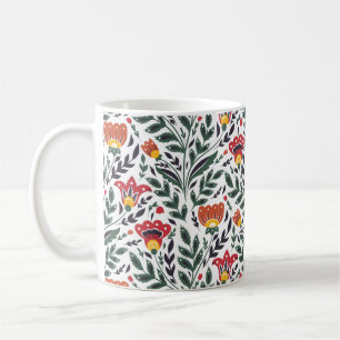 Taza De Café Patrón floral de arte folclórico