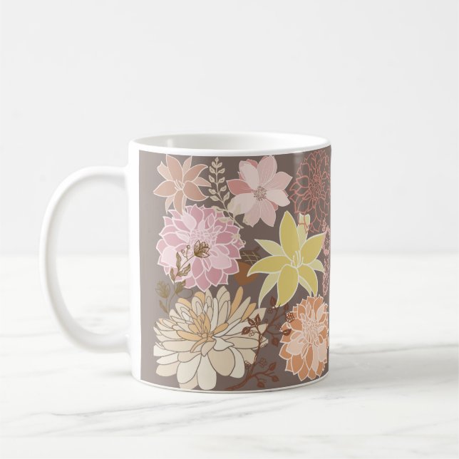 Taza De Café Patrón floral de asfalto boho rústico (Izquierda)