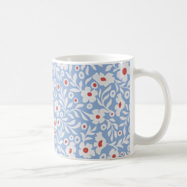 Taza De Café Patrón floral de bloques de madera (Derecha)