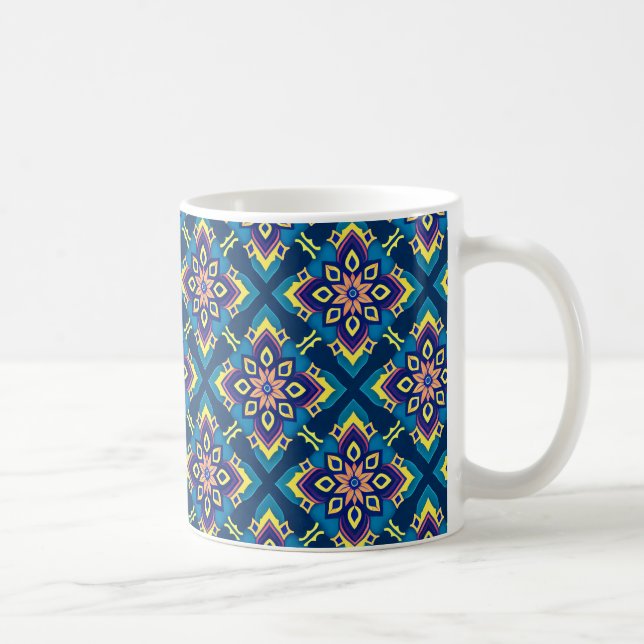 Taza De Café Patrón floral de Boho geométrico vibrante (Derecha)