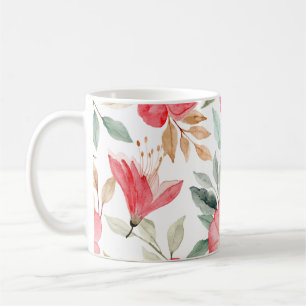 Taza De Café Patrón floral de color de color azul rosa