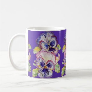 Taza De Café Patrón floral de color marrón oscuro en color mo