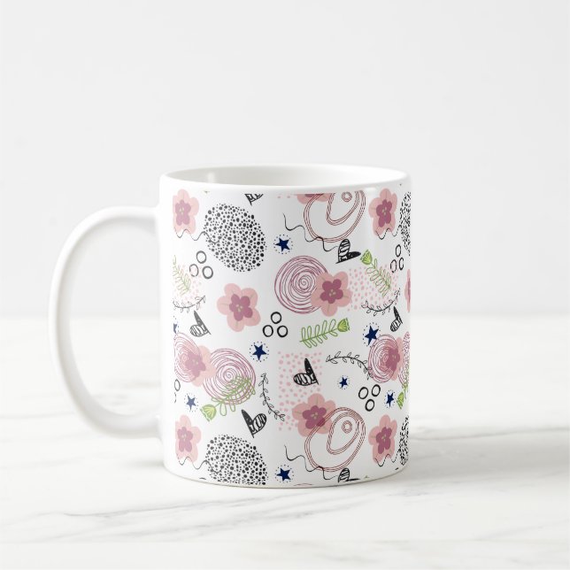 Taza De Café Patrón floral de corte (Izquierda)
