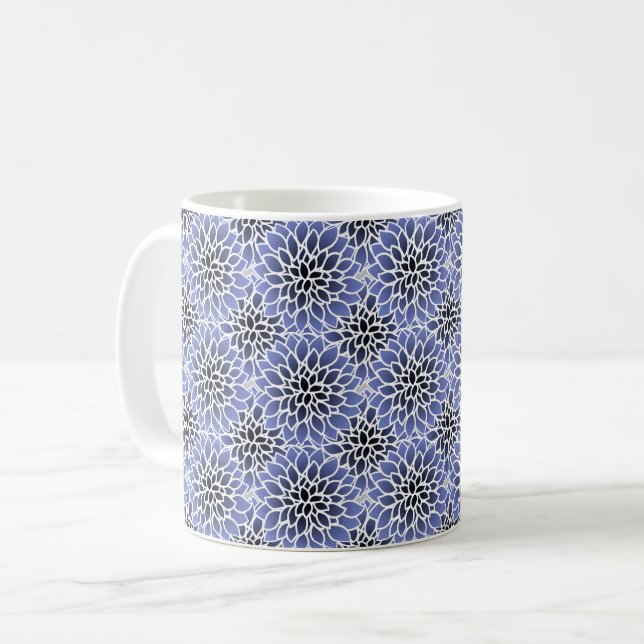 Taza De Café Patrón floral de Dahlia azul (Anverso izquierdo)