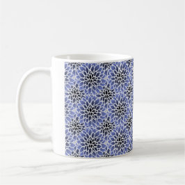 Taza De Café Patrón floral de Dahlia azul