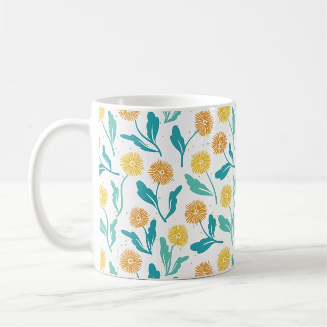 Taza De Café Patrón floral de Dandelion amarillo - Inspirado en (Izquierda)