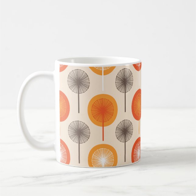 Taza De Café Patrón floral de Dandelion retro (Izquierda)