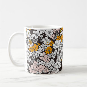 Taza De Café Patrón Floral De Ditsy Sin Marea. Flowe colorida