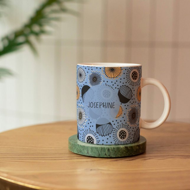 Taza De Café Patrón floral de estilo escandinavo personalizado (Subido por el creador)