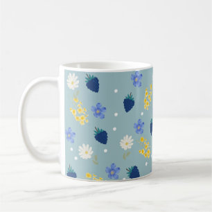Taza De Café Patrón floral de flor silvestre y zarzamora
