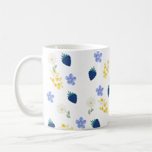 Taza De Café Patrón floral de flor silvestre y zarzamora