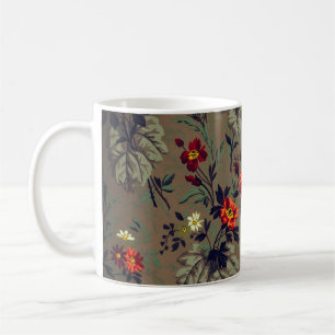 Taza De Café Patrón floral de flores de rosas rojas vintage