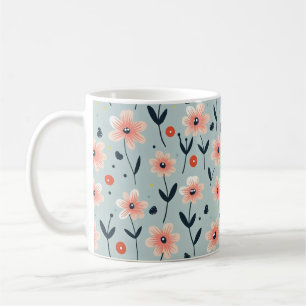 Taza De Café Patrón floral de flores rosas