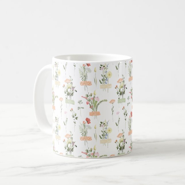 Taza De Café Patrón floral de flores silvestres de bonito (Anverso izquierdo)