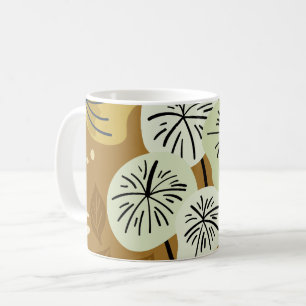 Taza De Café Patrón floral de follaje de Bonito moderno