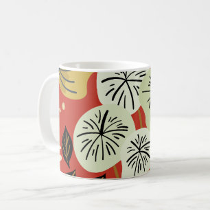 Taza De Café Patrón floral de follaje de Bonito moderno