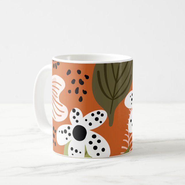 Taza De Café Patrón floral de follaje de Bonito moderno (Anverso izquierdo)